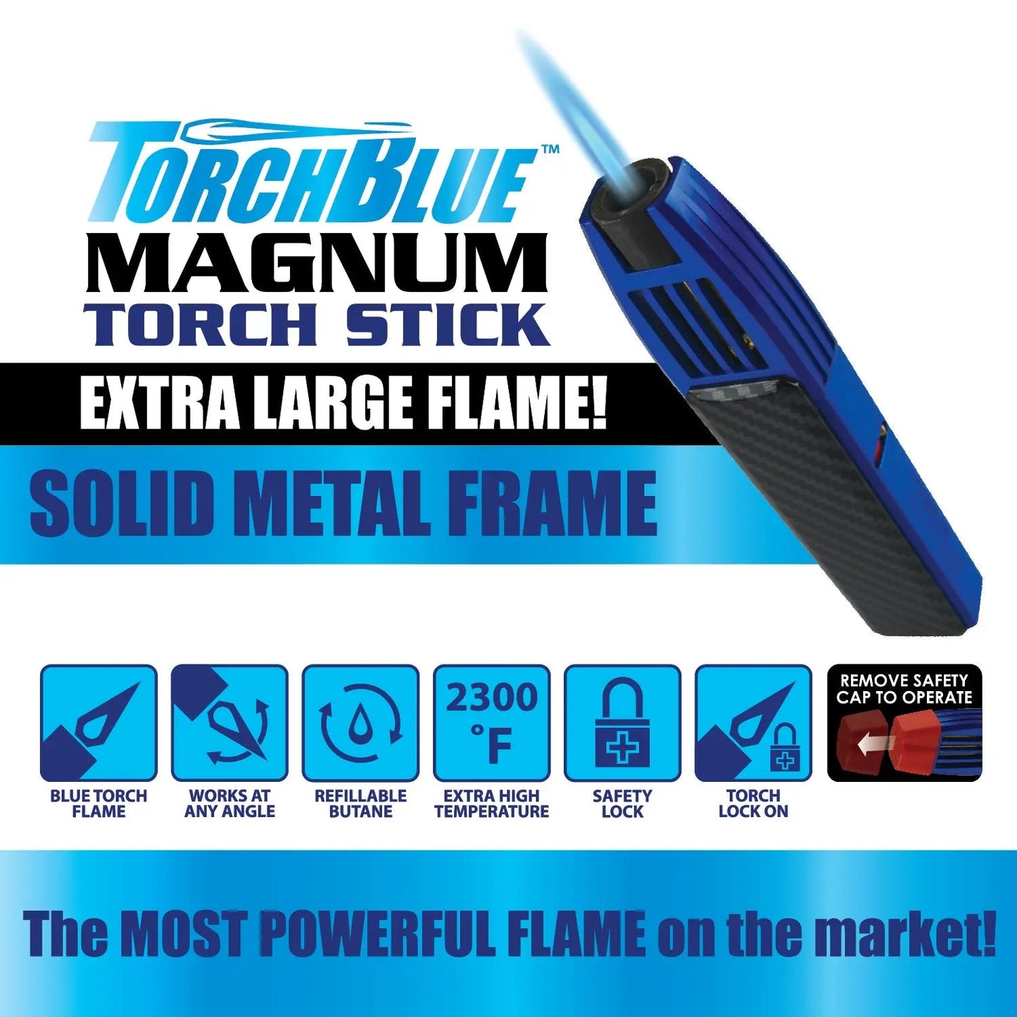 Zinc Torch Stick Lighter - 6 Pieces Per Retail Ready Display 23166 TORCH BLUE