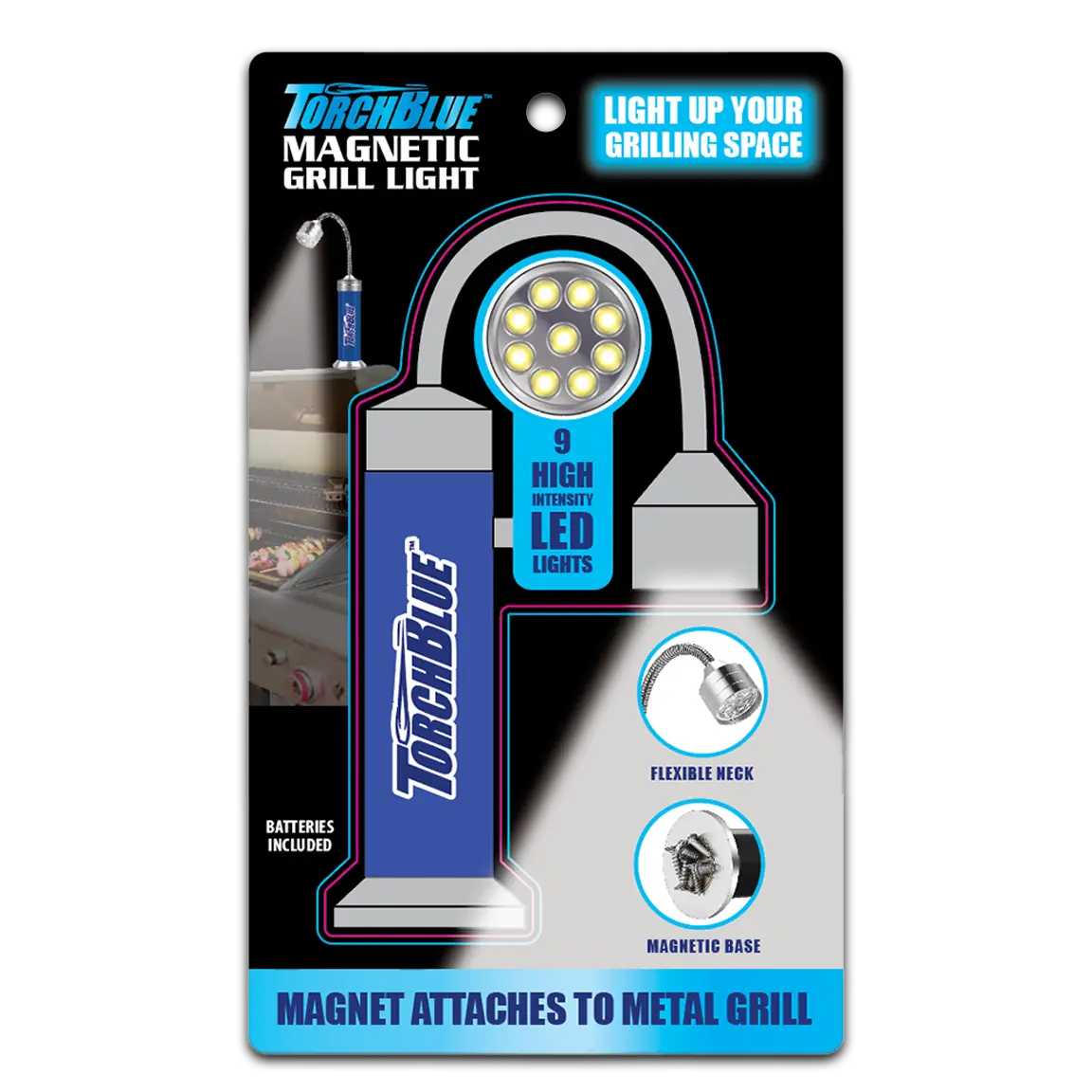 LED Grill Light with Magnetic Stand - 6 Pieces Per Retail Ready Display 23848 TORCH BLUE