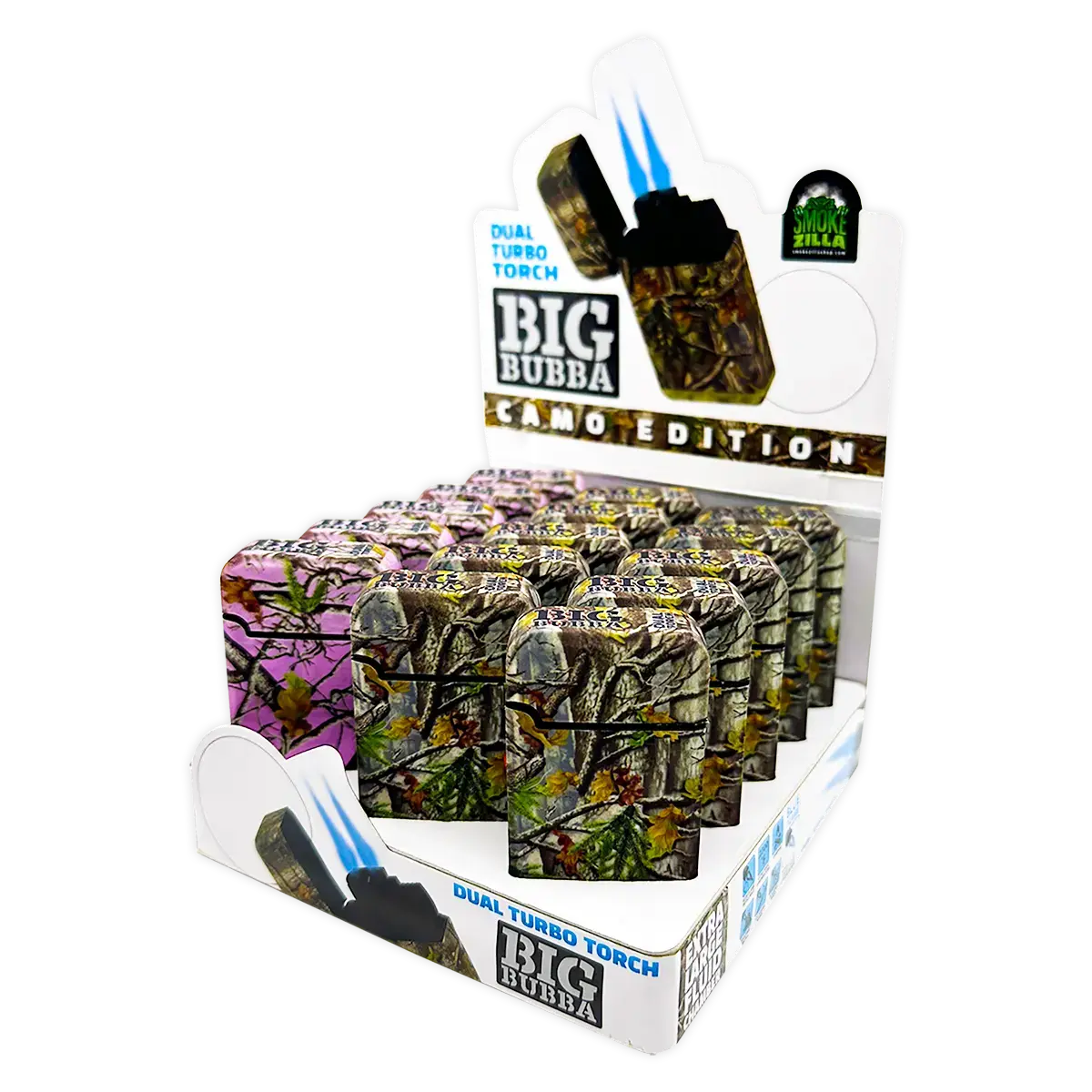 Camo Torch Tower Ð 3 Tier Metal Countertop Assortment - 39 Pieces Per Retail Ready Display 88671 TORCH BLUE