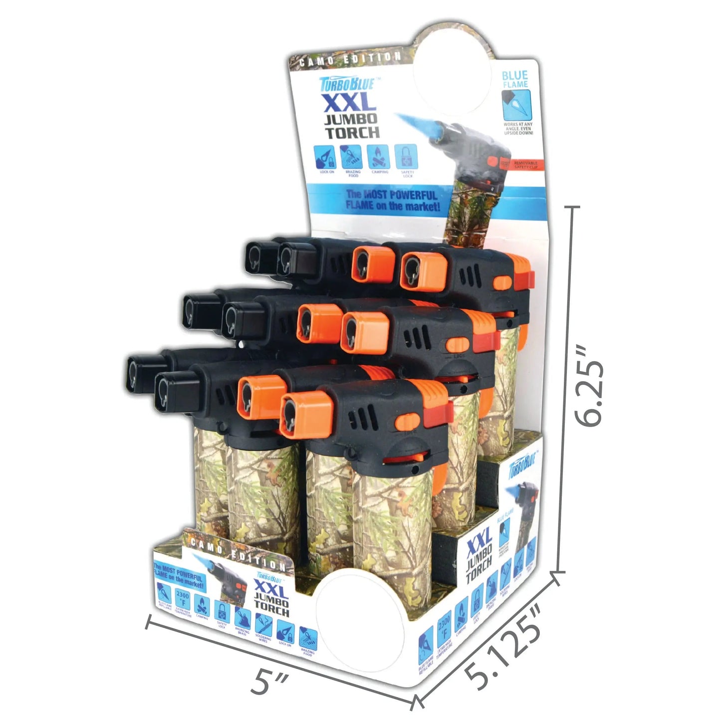 Camo Torch Lighter XXL - 12 Pieces Per Retail Ready Display 23927 TORCH BLUE