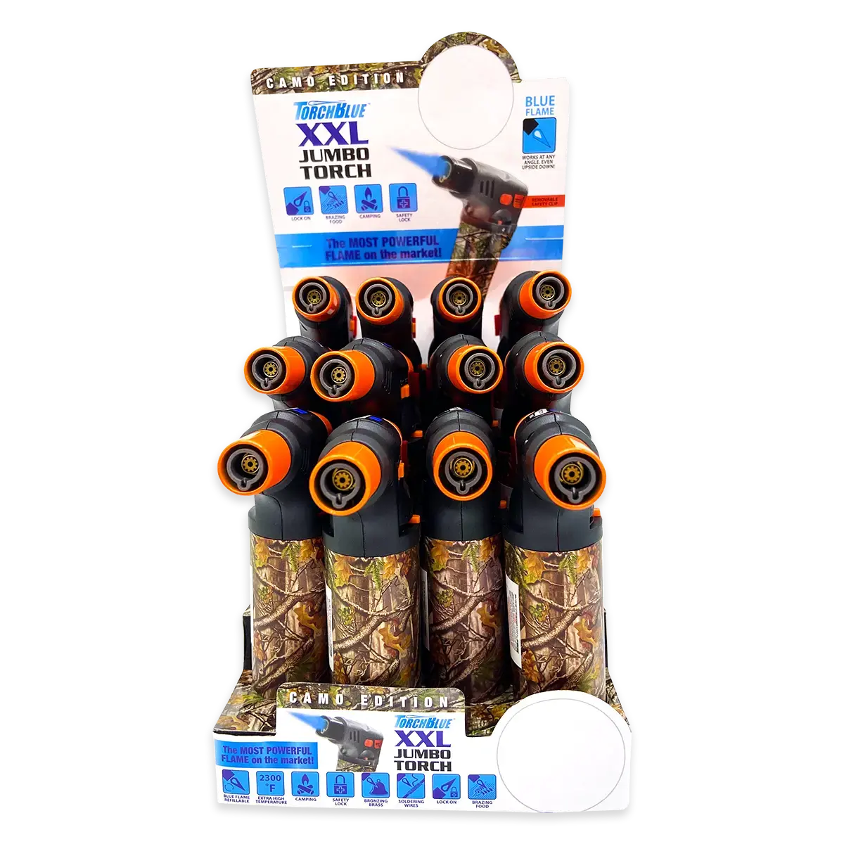 Camo Torch Tower Ð 3 Tier Metal Countertop Assortment - 39 Pieces Per Retail Ready Display 88671 TORCH BLUE