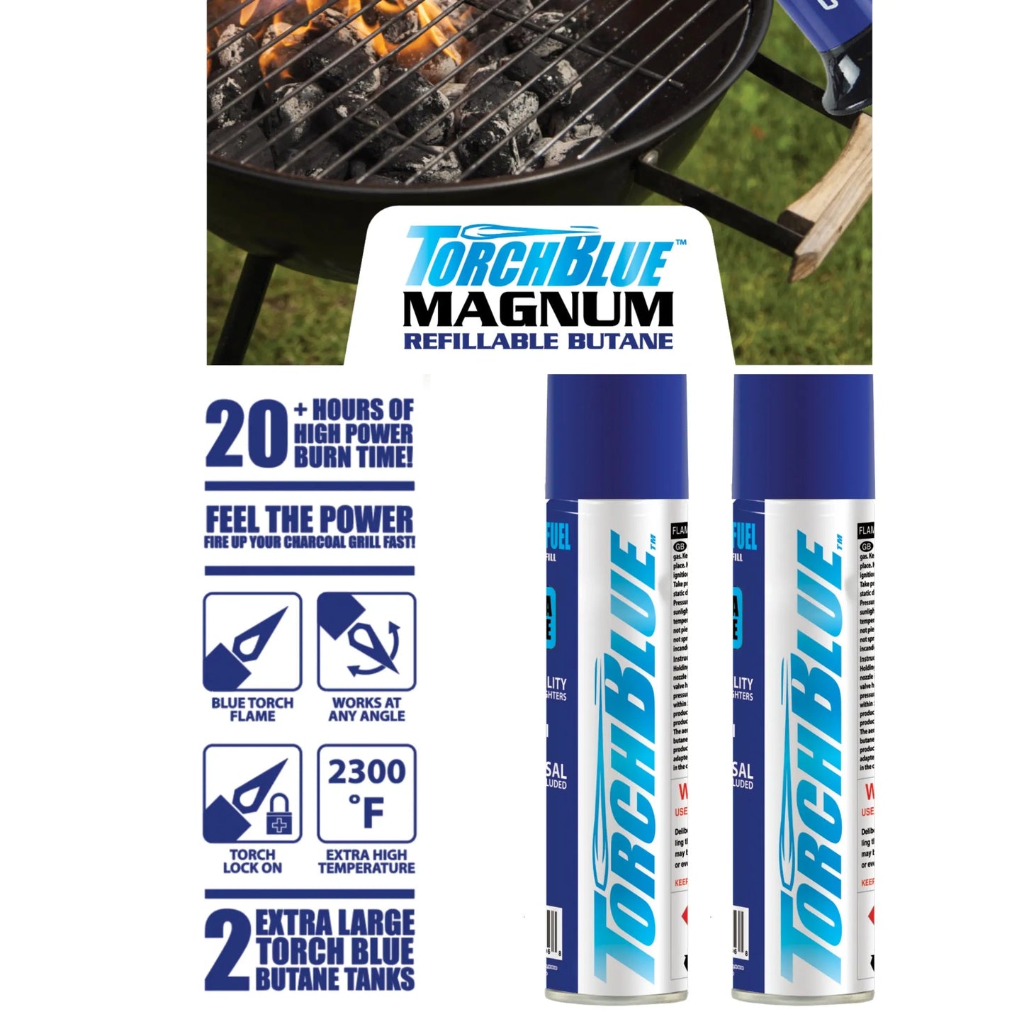 Magnum XXL Torch Lighter with Butane Refill - 5 Pieces Per Retail Ready Display 41373 TORCH BLUE