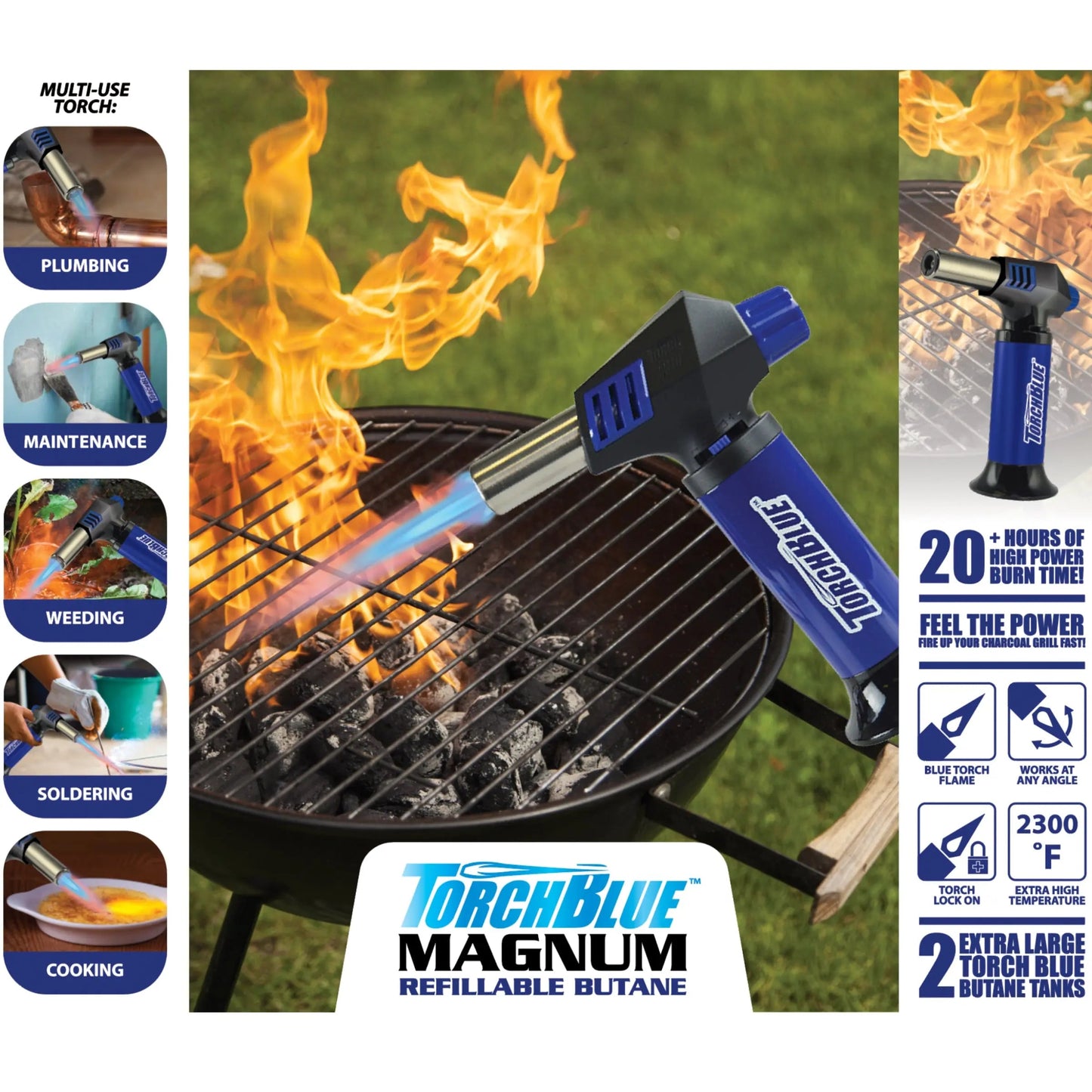 Magnum XXL Torch Lighter with Butane Refill - 5 Pieces Per Retail Ready Display 41373 TORCH BLUE