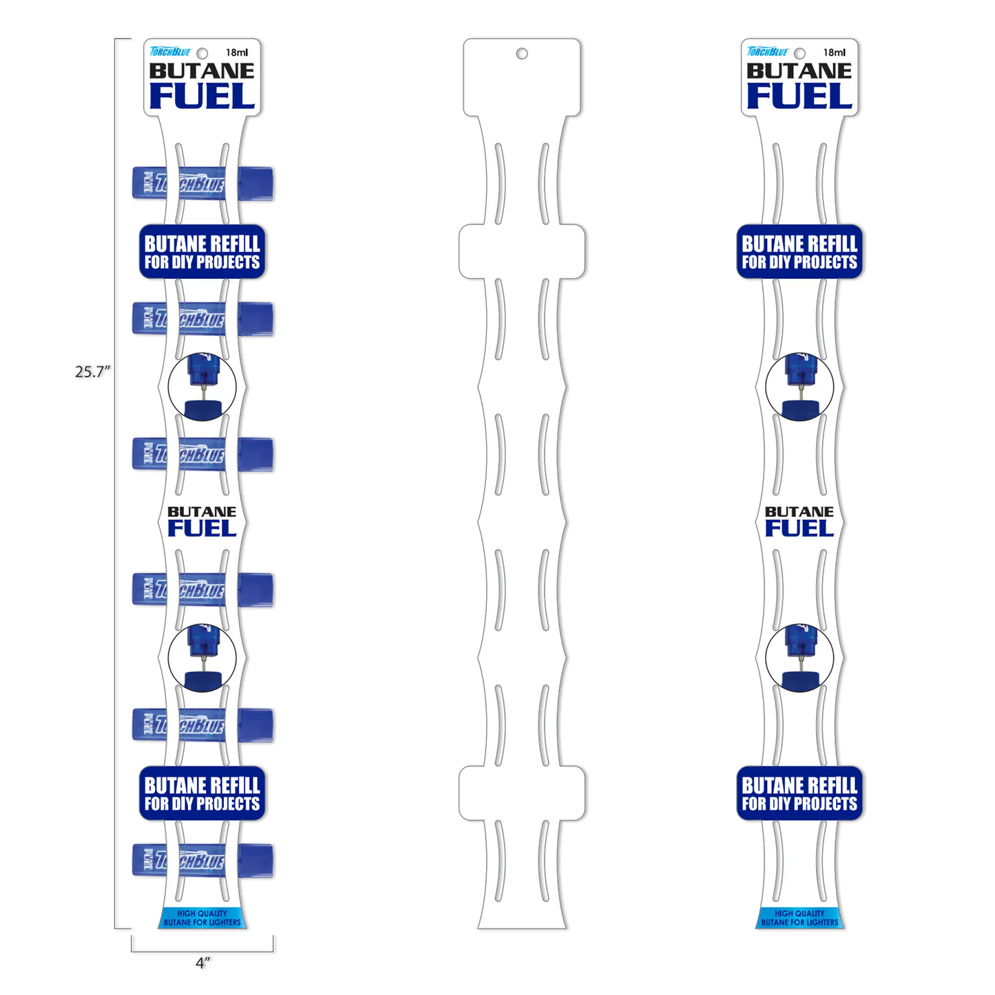 18ML Bulk Torch Blue Butane Refill with Merchandising Hang Strip - 6 Pieces Per Retail Ready Display 41554 TORCH BLUE