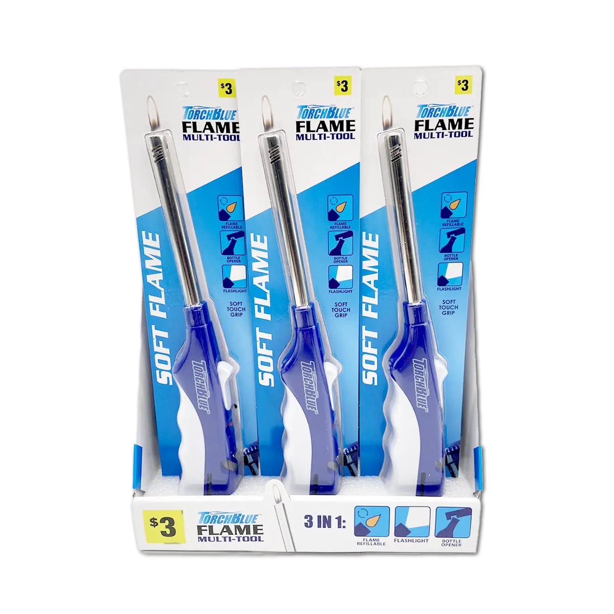 Utility Soft Flame Multi-Tool Lighter - 9 Pieces Per Retail Ready Display 41749 TORCH BLUE