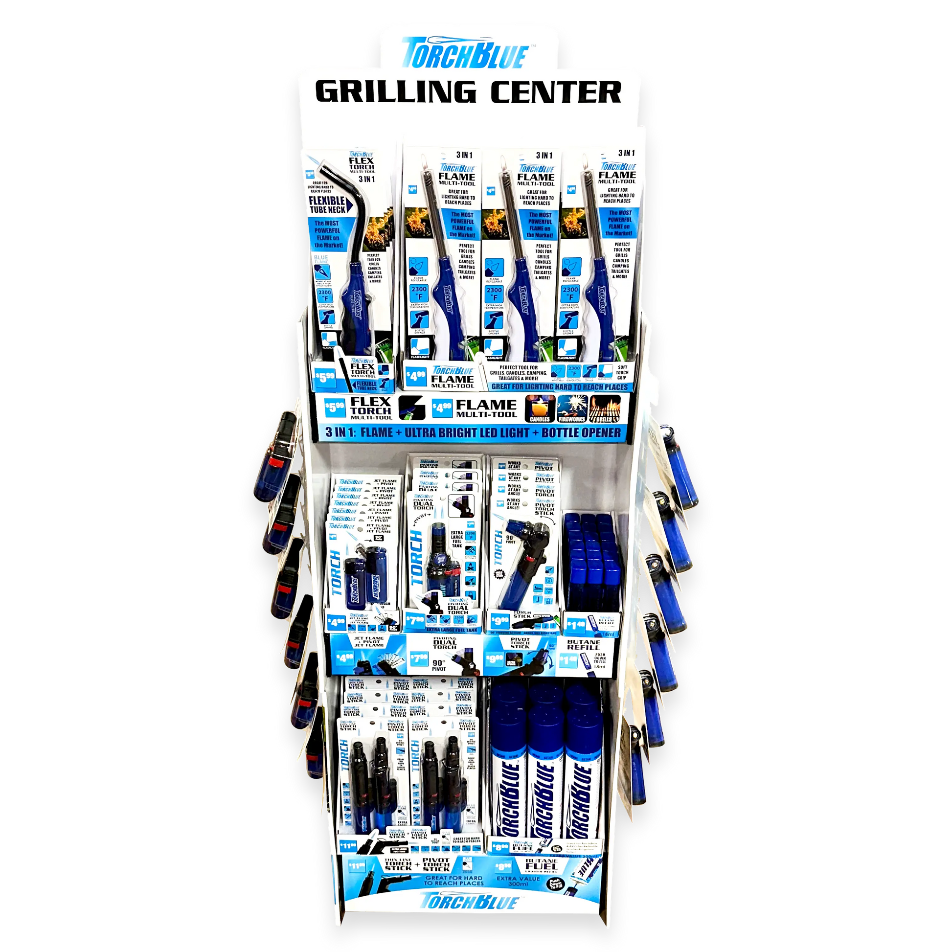 Grilling Center Assortment Floor Display - 81 Pieces Per Retail Ready Display 88444 TORCH BLUE