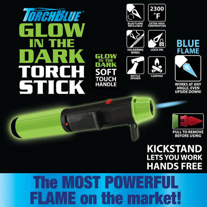 Glow in The Dark Torch Stick Lighter with Bottle Opener - 12 Pieces Per Retail Ready Display 21984 TORCH BLUE