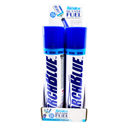 300ML Bulk Torch Blue Butane Refill - 6 Pieces Per Retail Ready Display 22399 TORCH BLUE