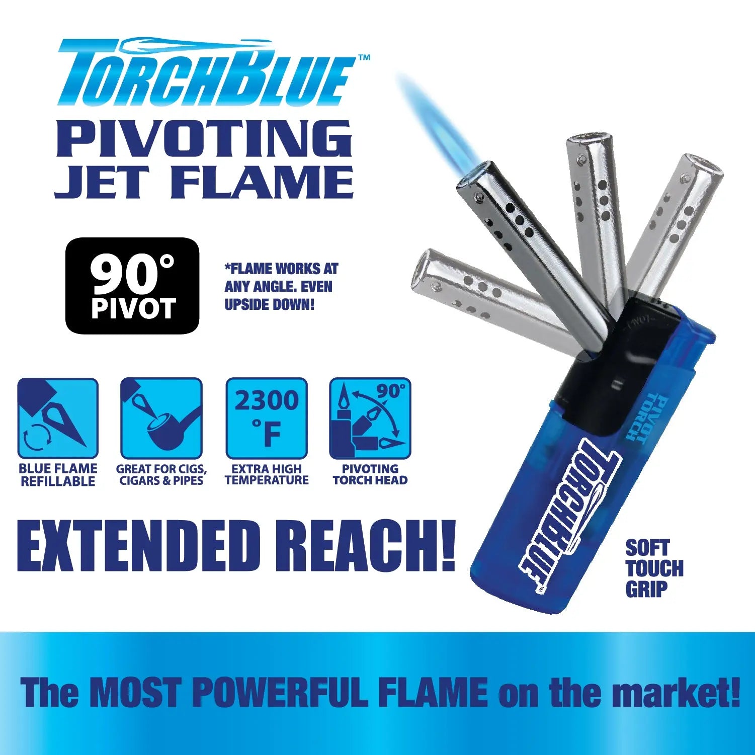 Pivot Head Torch Lighter - 25 Pieces Per Retail Ready Display 22485 TORCH BLUE