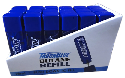 18ML Bulk Butane Refill - 18 Pieces Per Retail Ready Display 23363 TORCH BLUE