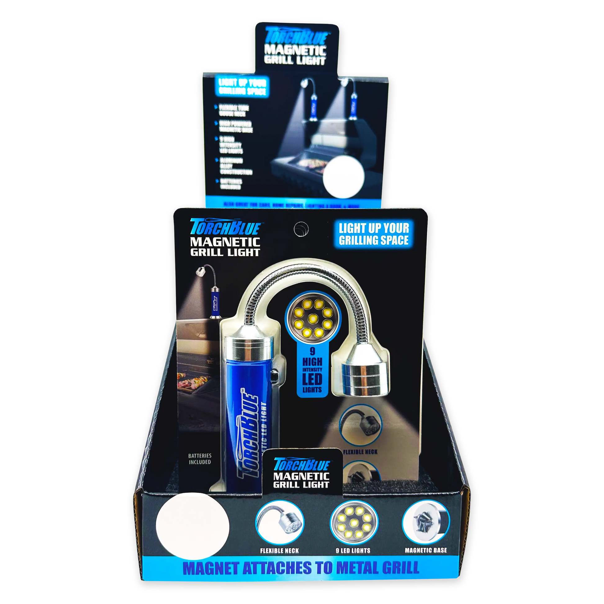 LED Grill Light with Magnetic Stand - 6 Pieces Per Retail Ready Display 23848 TORCH BLUE