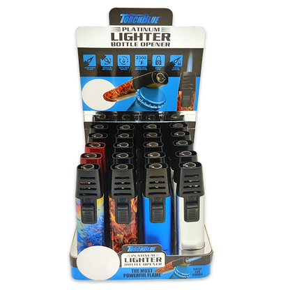 Torch Stick Bottle Opener Lighter - 20 Pieces Per Retail Ready Display 23895 TORCH BLUE