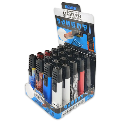 Torch Stick Bottle Opener Lighter - 20 Pieces Per Retail Ready Display 23895 TORCH BLUE