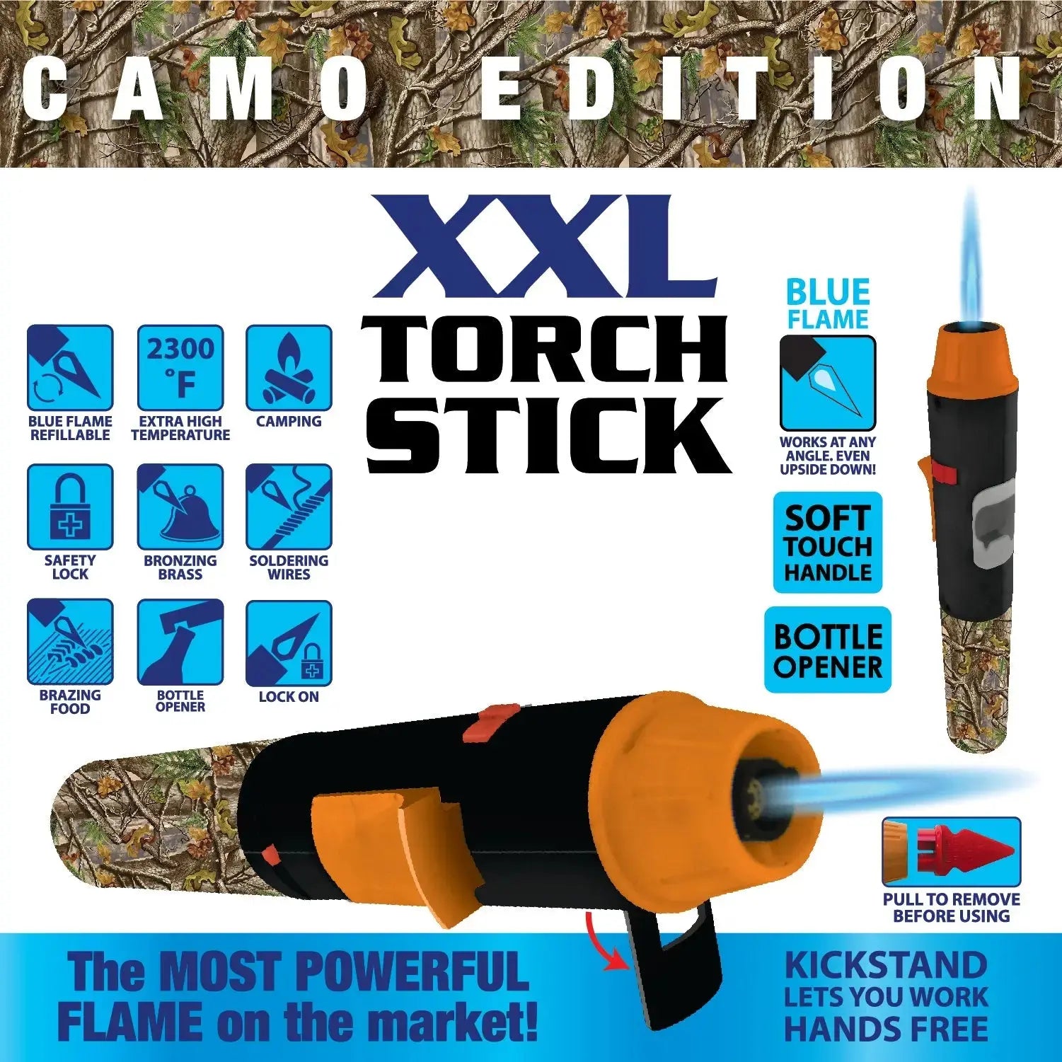 Camo Torch Tower Ð 3 Tier Metal Countertop Assortment - 39 Pieces Per Retail Ready Display 88671 TORCH BLUE