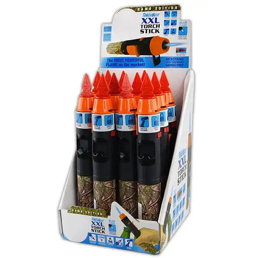 Camo Torch Tower Ð 3 Tier Metal Countertop Assortment - 39 Pieces Per Retail Ready Display 88671 TORCH BLUE
