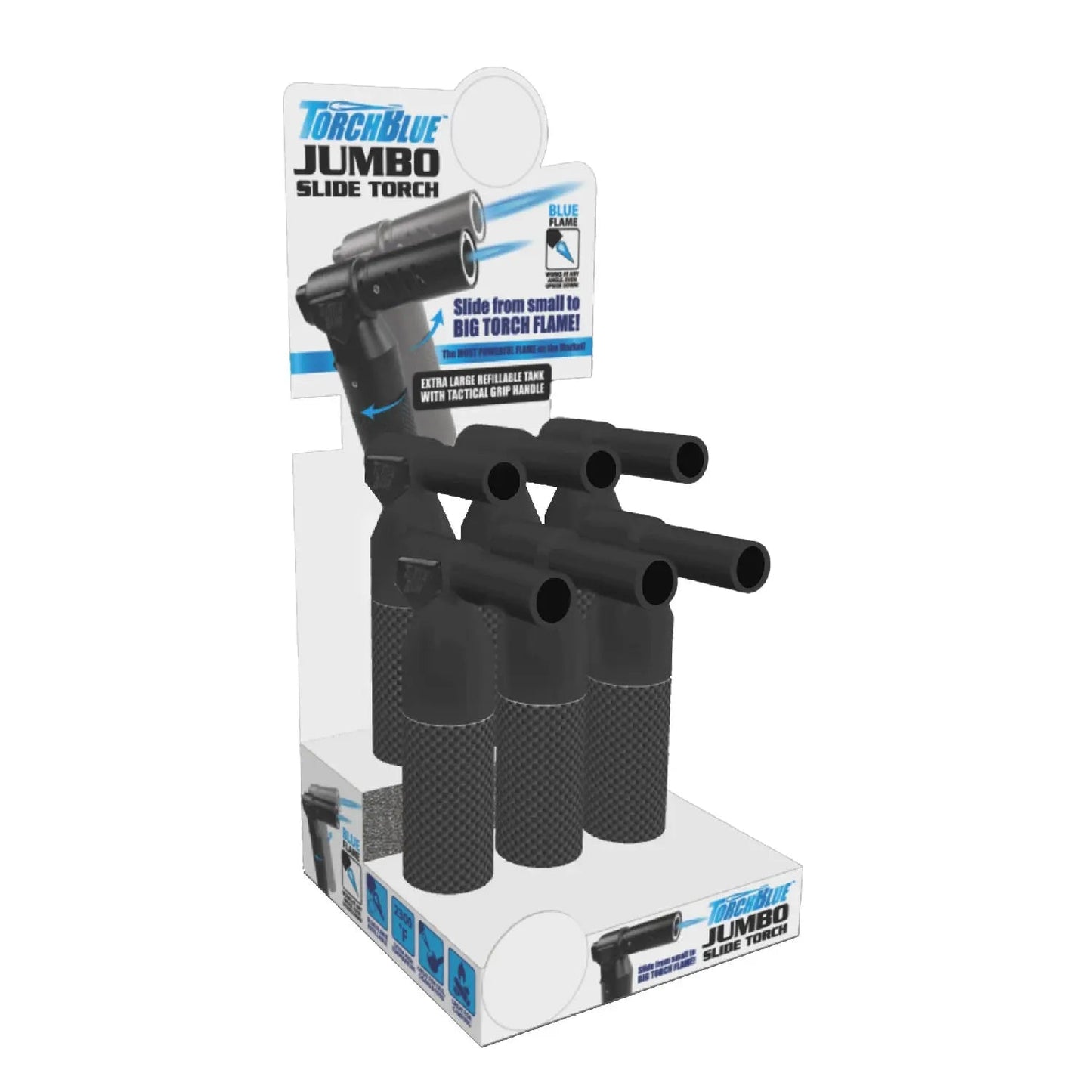 KEEP ARCHIVED Jumbo Slide Torch Lighter - 6 Pieces Per Retail Ready Display 24547 TORCH BLUE