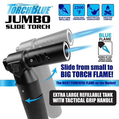 KEEP ARCHIVED Jumbo Slide Torch Lighter - 6 Pieces Per Retail Ready Display 24547 TORCH BLUE