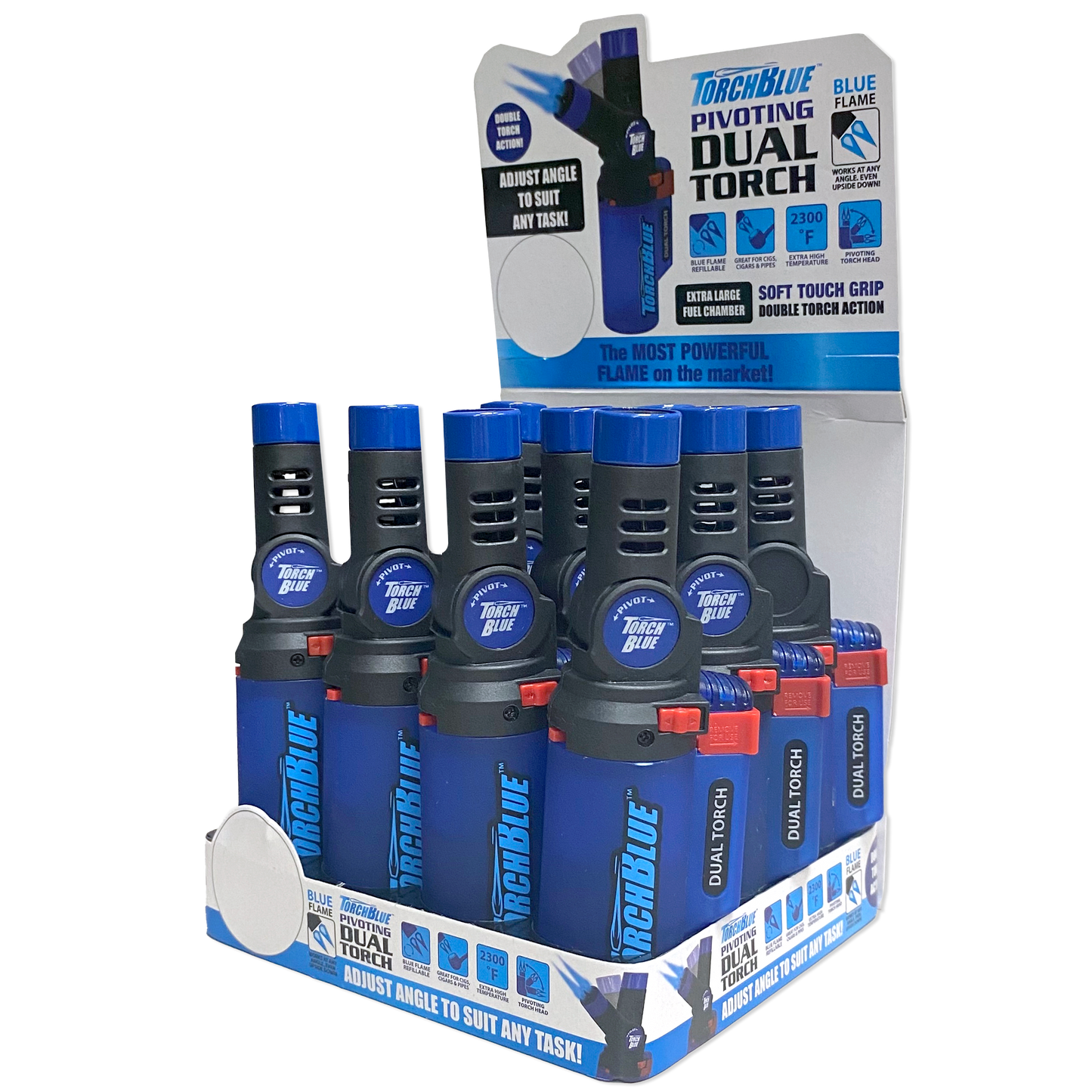 Pivot Head XXL Dual Torch Lighter - 12 Pieces Per Retail Ready Display 24697