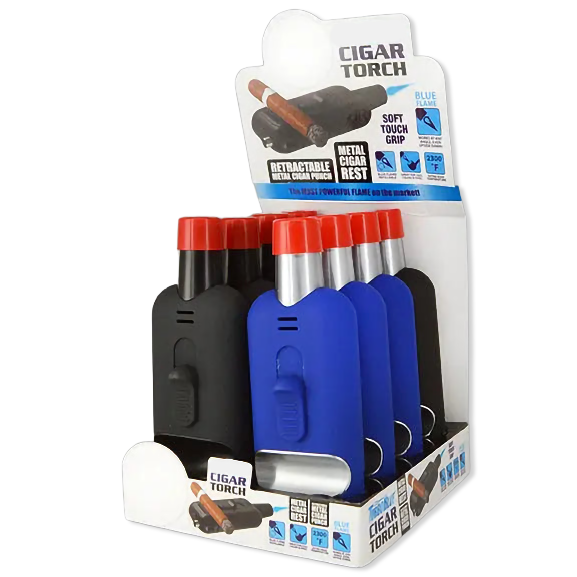 Cigar Torch Lighter with Metal Rest - 8 Pieces Per Retail Ready Display 24878
