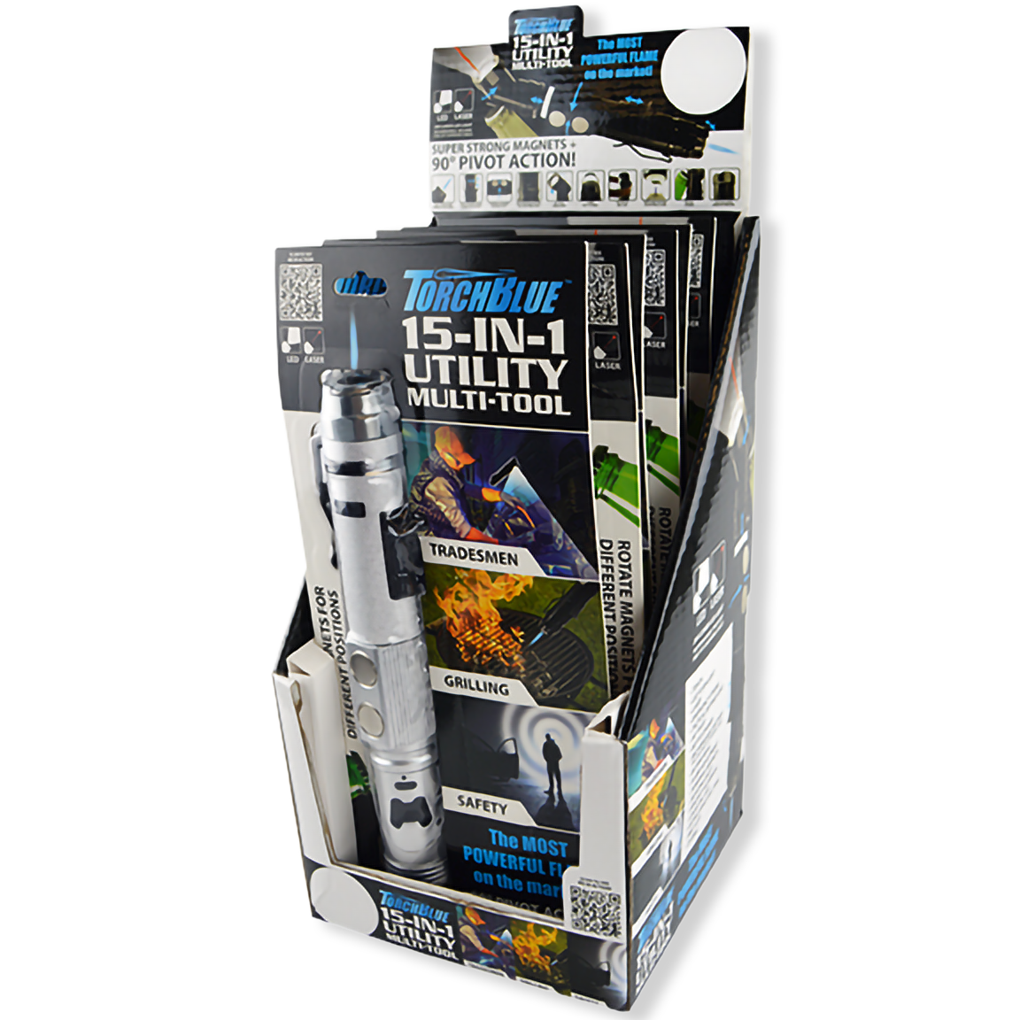 Metal Multi-Tool Torch Stick Lighter with LED Light - 6 Pieces Per Retail Ready Display 24964