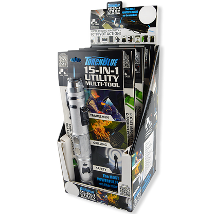 Metal Multi-Tool Torch Stick Lighter with LED Light - 6 Pieces Per Retail Ready Display 24964