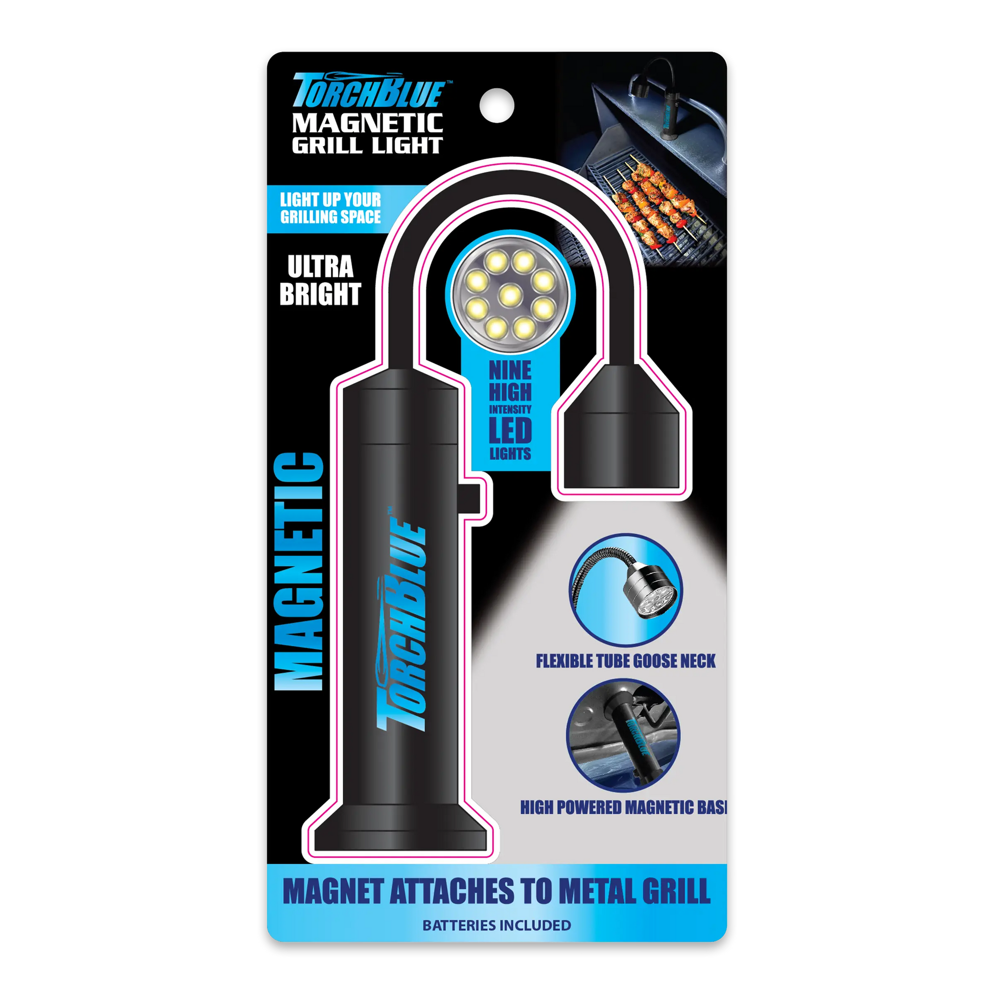 Grill LED Flashlight Matte Finish with Magnetic Stand - 6 Pieces Per Retail Ready Display 24969 TORCH BLUE