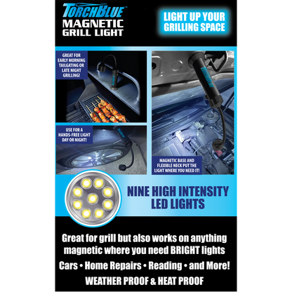Grill LED Flashlight Matte Finish with Magnetic Stand - 6 Pieces Per Retail Ready Display 24969 TORCH BLUE