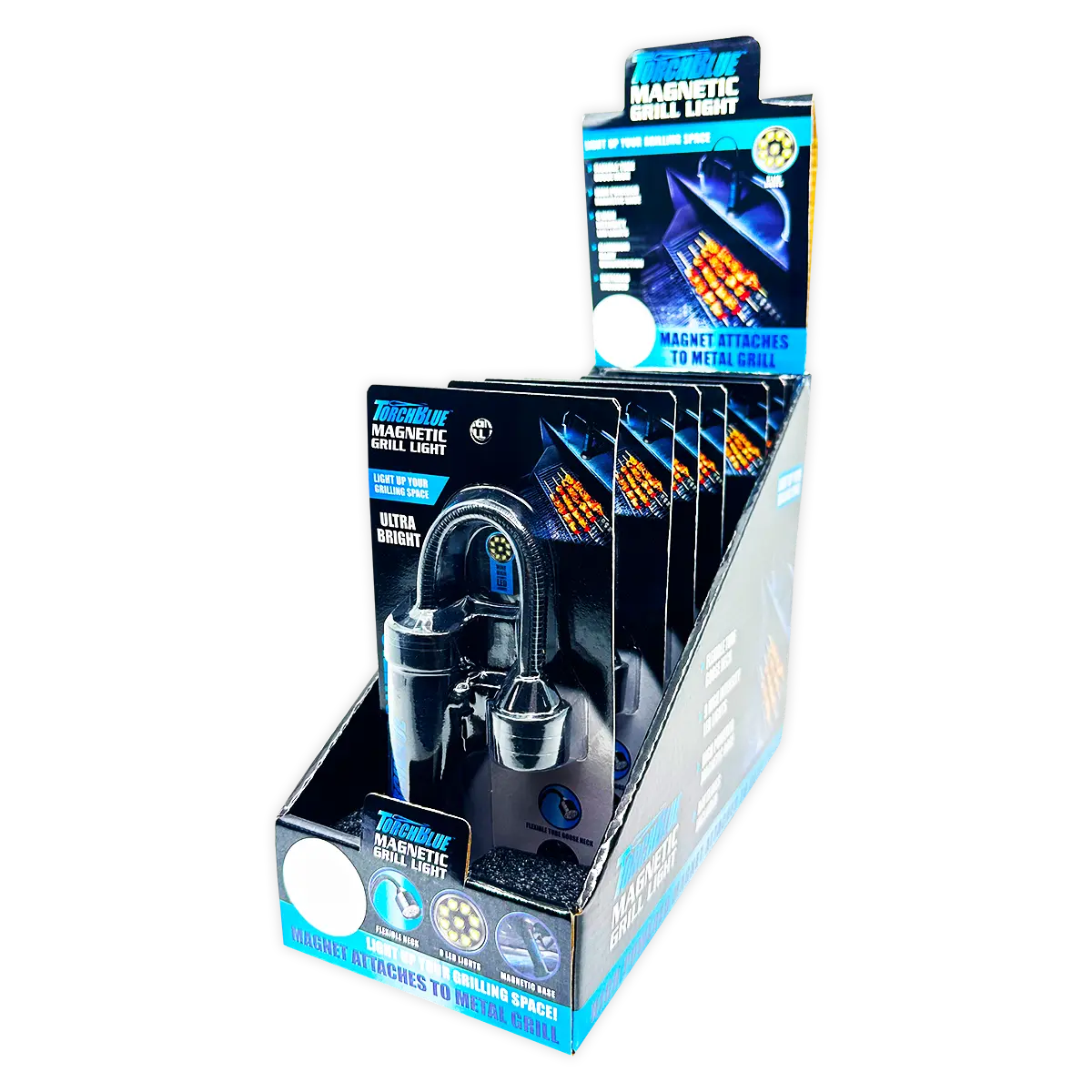 Grill LED Flashlight Matte Finish with Magnetic Stand - 6 Pieces Per Retail Ready Display 24969 TORCH BLUE