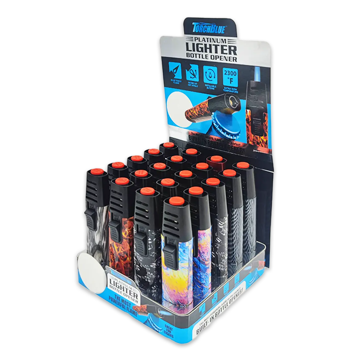 Torch Stick Bottle Opener Lighter - 20 Pieces Per Retail Ready Display 25101 TORCH BLUE