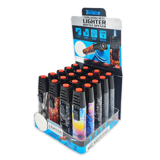 Torch Stick Bottle Opener Lighter - 20 Pieces Per Retail Ready Display 25101 TORCH BLUE