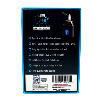 Voice Activated Flip Top Lighter - 6 Pieces Per Retail Ready Display 25288 TORCH BLUE