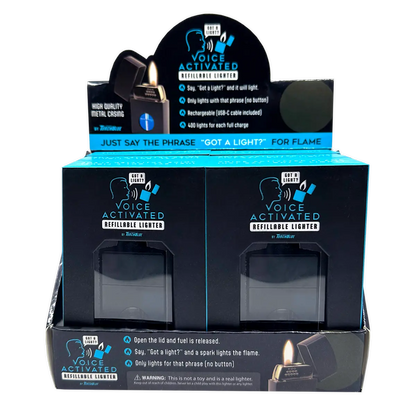 Voice Activated Flip Top Lighter - 6 Pieces Per Retail Ready Display 25288 TORCH BLUE