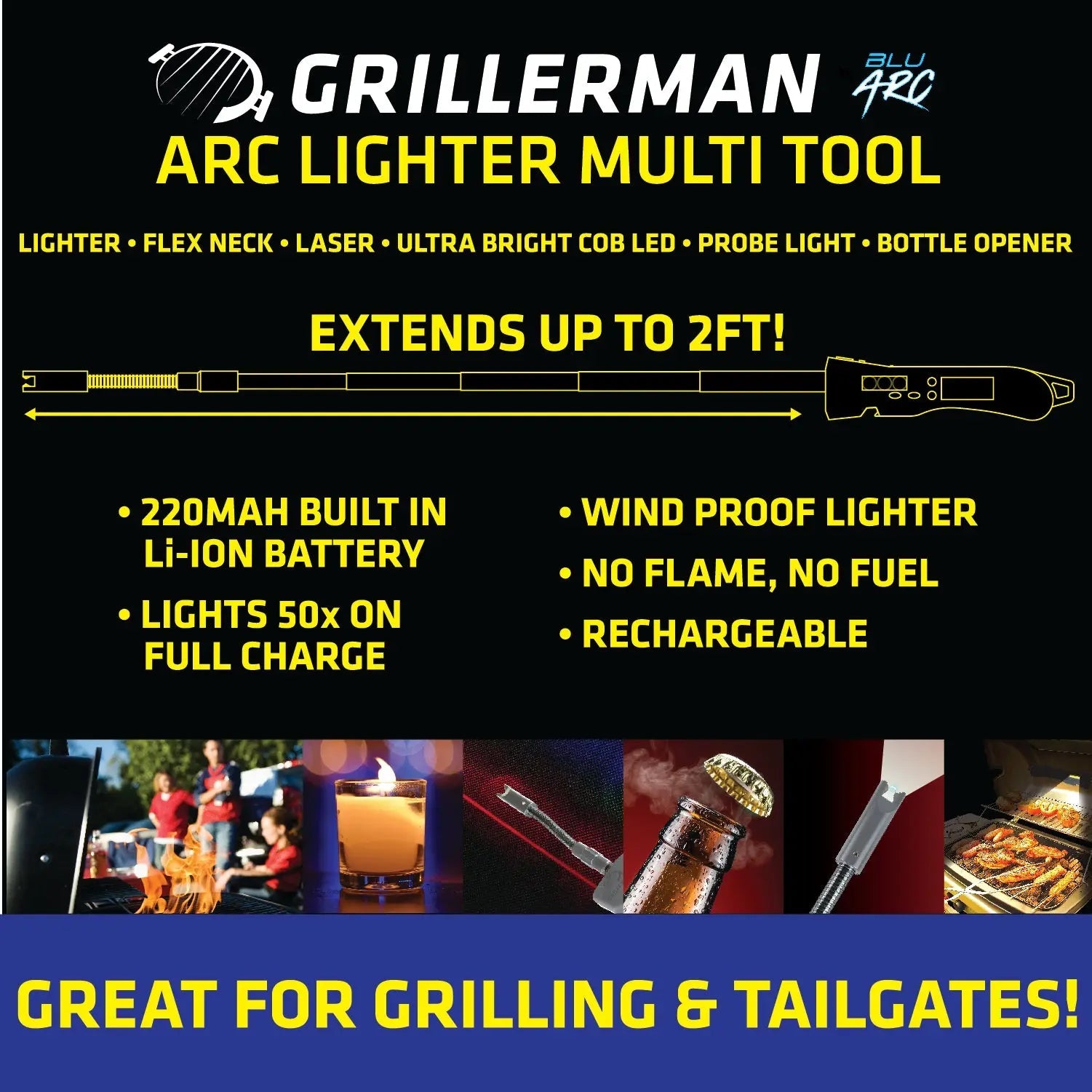 Electric Grill Lighter with LED Light - 6 Pieces Per Retail Ready Display 25631 TORCH BLUE
