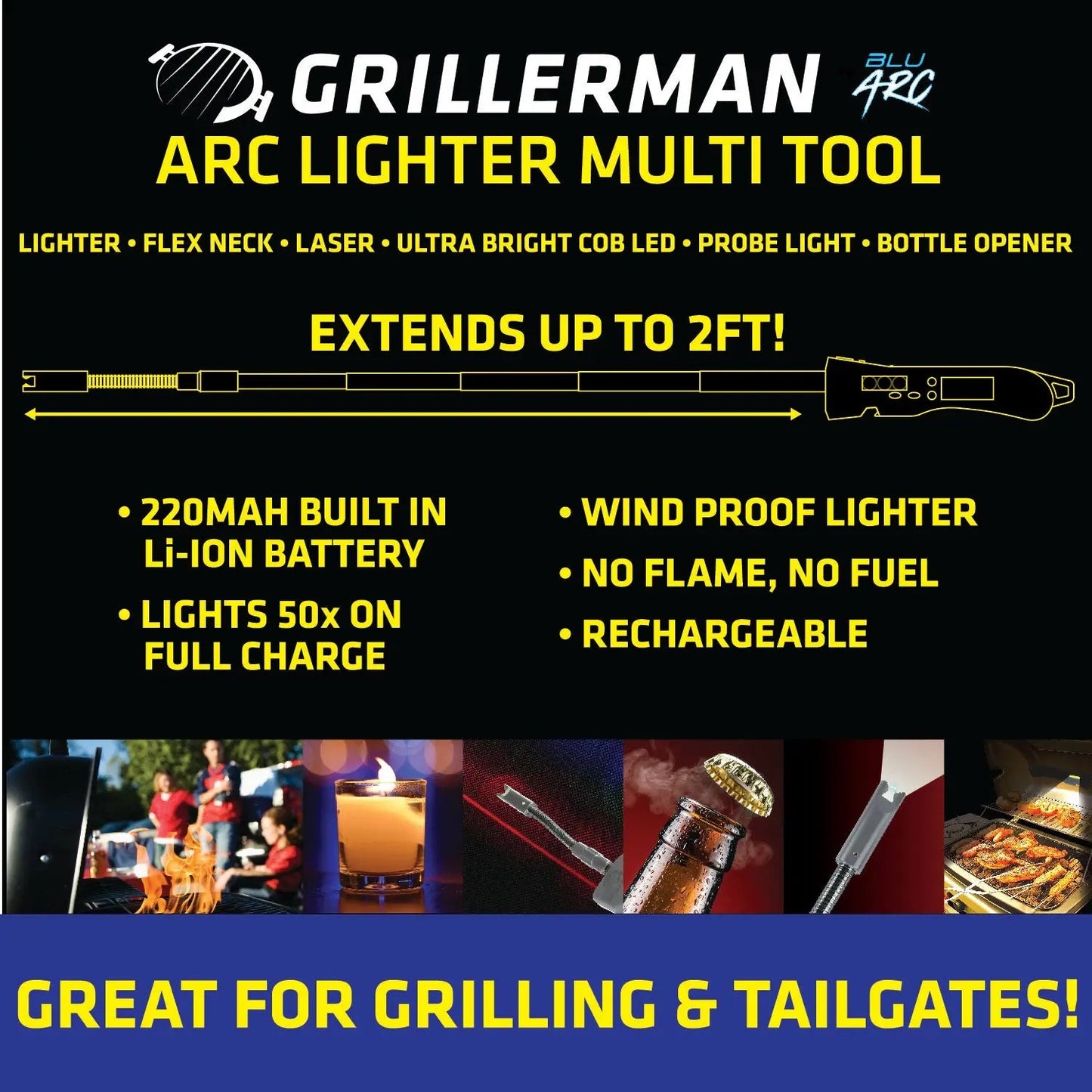 Electric Grill Lighter with LED Light - 6 Pieces Per Retail Ready Display 25631 TORCH BLUE