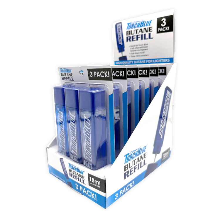 18ML Butane Refill 3 pack - 18 Pieces Per Retail Ready Display 26227