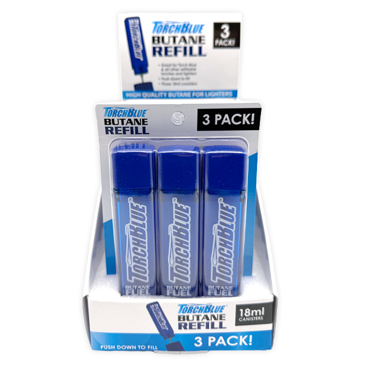 18ML Butane Refill 3 pack - 18 Pieces Per Retail Ready Display 26227