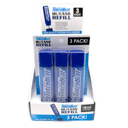 18ML Butane Refill 3 pack - 18 Pieces Per Retail Ready Display 26227