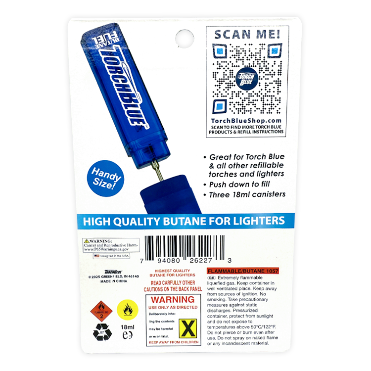 18ML Butane Refill 3 pack - 18 Pieces Per Retail Ready Display 26227