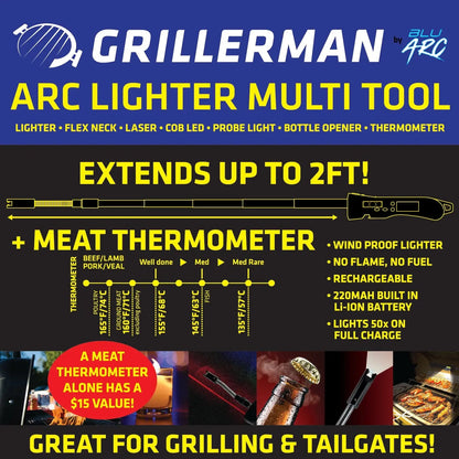 Electric Grill Lighter With Thermometer - 6 Pieces Per Retail Ready Display 26435 TORCH BLUE
