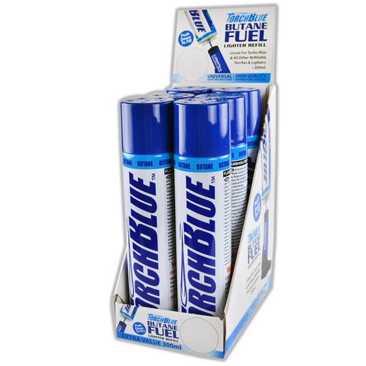 300ML Bulk Torch Blue Butane Refill - 6 Pieces Per Retail Ready Display 27893 TORCH BLUE