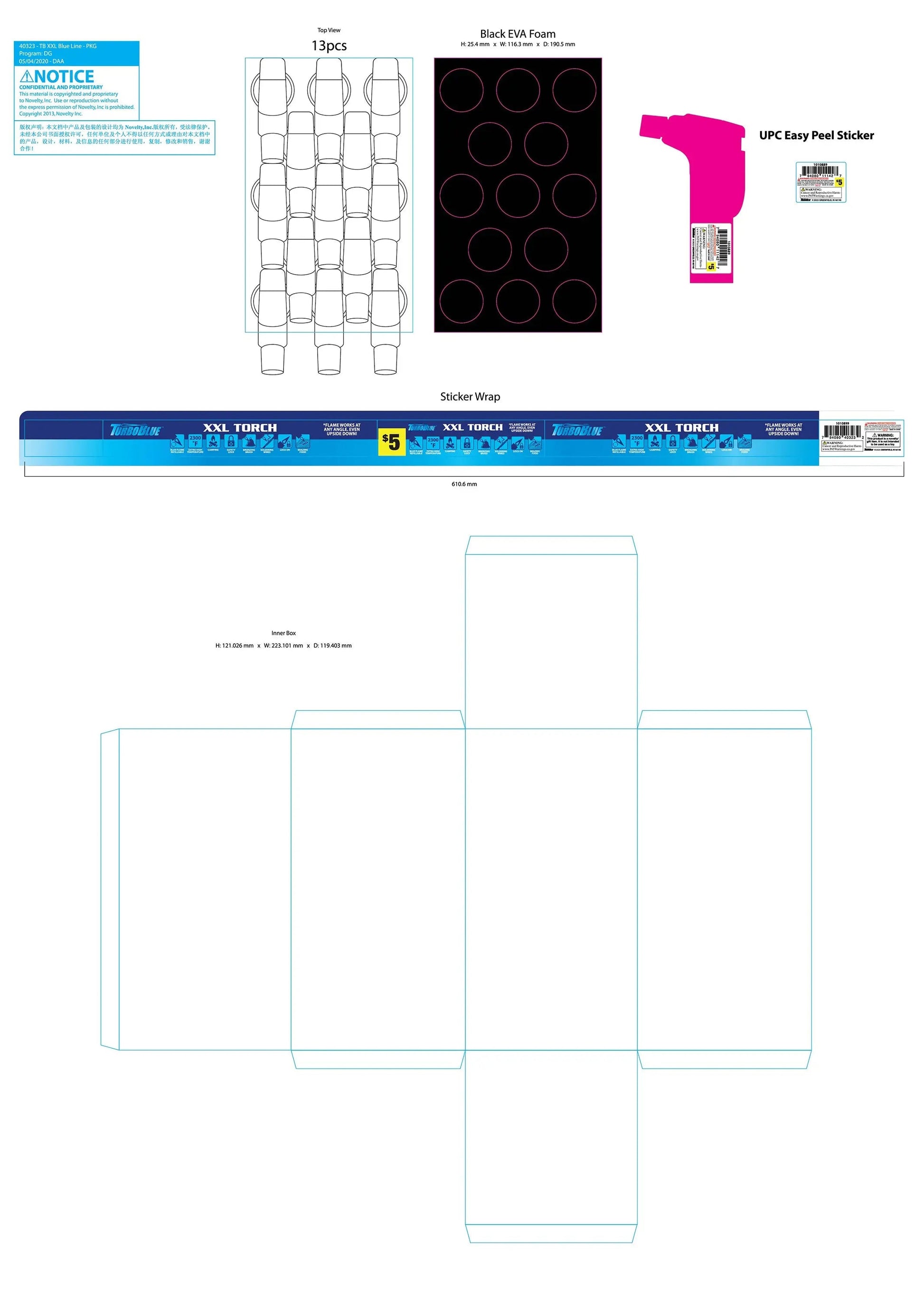 XXL Torch Lighter - 13 Pieces Per Retail Ready Display 40323 TORCH BLUE