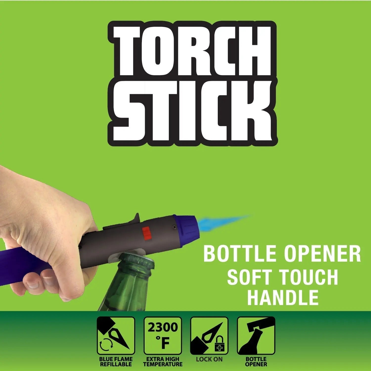 Torch Stick Lighter with Camo and Blue Assortment - 8 Pieces Per Retail Ready Display 41377 TORCH BLUE