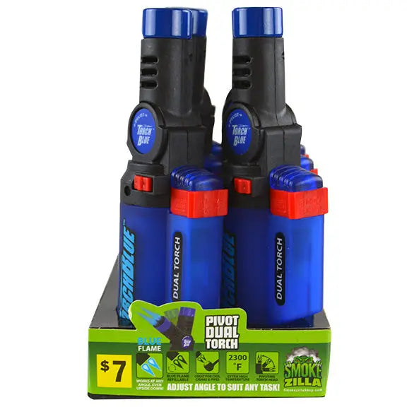 Pivot Head Dual Torch Lighter - 6 Pieces Per Retail Ready Display 41379 TORCH BLUE