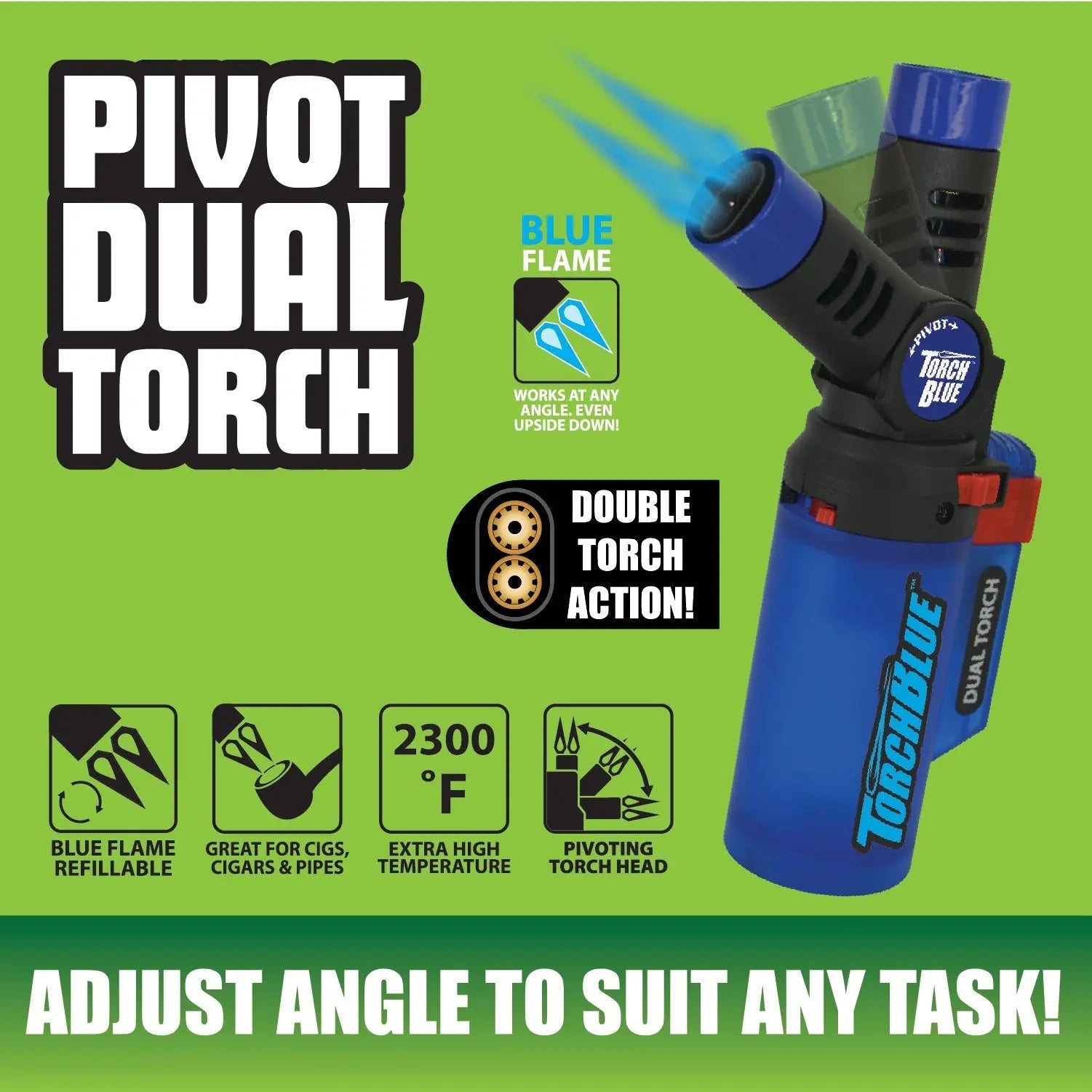 Pivot Head Dual Torch Lighter - 6 Pieces Per Retail Ready Display 41379 TORCH BLUE