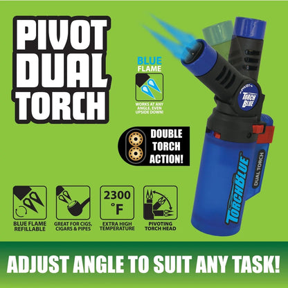 Pivot Head Dual Torch Lighter - 6 Pieces Per Retail Ready Display 41379 TORCH BLUE