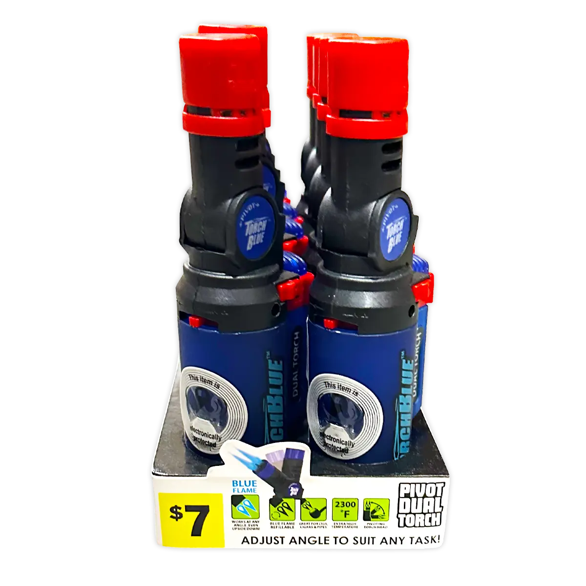 Pivot Head XXL Dual Torch Lighter - 8 Pieces Per Retail Ready Display 41404 TORCH BLUE