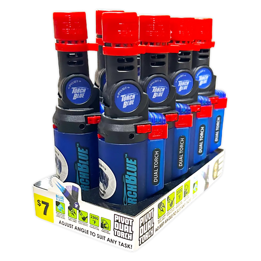 Pivot Head XXL Dual Torch Lighter - 8 Pieces Per Retail Ready Display 41404 TORCH BLUE