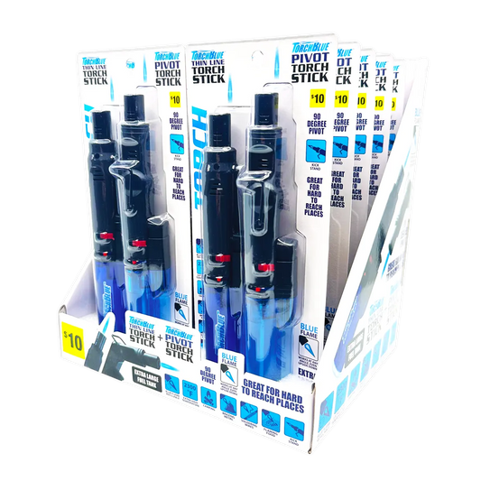 Thin Pivot Torch Stick Lighter 2 Pack Set - 10 Packs Per Retail Ready Display 41524 TORCH BLUE