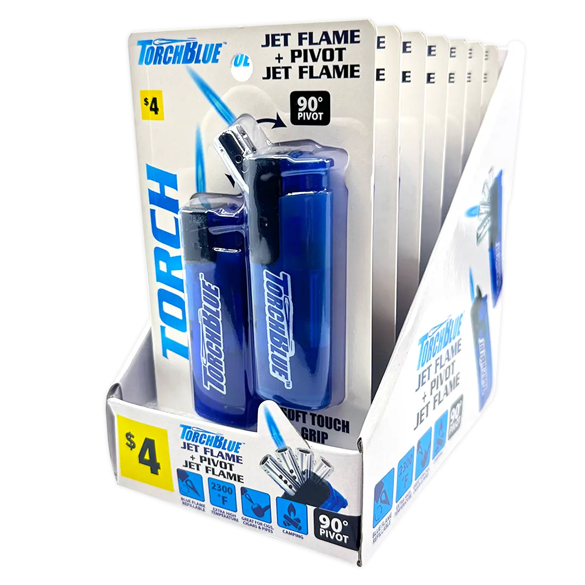 Jet Flame Pivot Head Torch Lighter - 7 Pieces Per Retail Ready Display 41529 TORCH BLUE