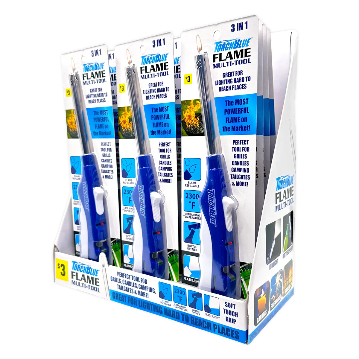 Utility Soft Flame Multi-Tool Lighter - 12 Pieces Per Retail Ready Display 41542 TORCH BLUE